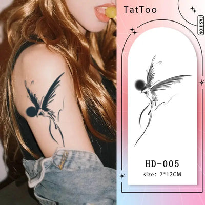 Hummingbird temporary tattoo on arm sleeve, eco-friendly and elegant design, perfect for showcasing personality and adding a fashionable touch